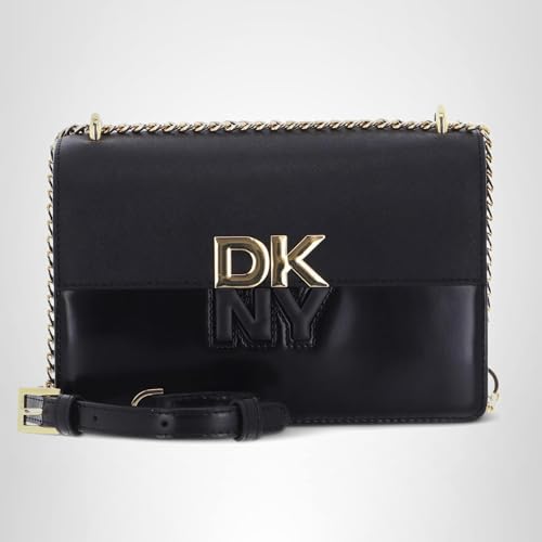 DKNY Women's Handbags Flap,Black/Gold,1SZ