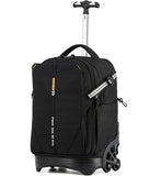 NEW TILAMI 18 Inch Expandable Rolling Backpack with 6-Wheel Stair Climbing, Waterproof Wheeled School Bag with 15.6" Laptop Sleeve for Boys Girls, Carry-on Luggage 98cm Dual-Height Handle - Black