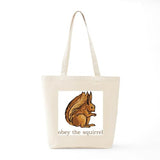CafePress Obey The Squirrel Tote Bag Reusable Natural Beige Canvas Shopping Bag