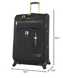 Steve Madden Designer Luggage - Checked Large 28 Inch Softside Suitcase - Expandable for Extra Packing Capacity - Lightweight Bag with Rolling Spinner Wheels (Peek-A-Boo Black)