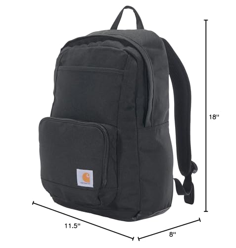 Carhartt 23L Single-Compartment Backpack, Durable Pack with Laptop Sleeve and Duravax Abrasion Resistant Base, Black, One Size
