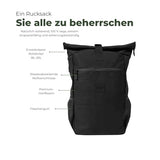 8000Kicks Everyday Hemp Backpack - Lightweight and Waterproof Backpack with Anti-theft pocket and Spacious Interior (Solid Black)