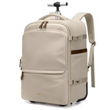 GOLF SUPAGS Rolling Backpack for Women 17 Inch Convertible Travel Laptop Backpack with Wheels, 32L Carry On Business Luggage Daypack Water-Resistant Rolling Bag for Work Short Trips (Apricot)