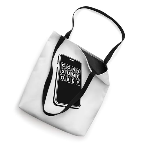 Consume Obey Dystopian Phone Doom Scrolling Digital Cult Tote Bag