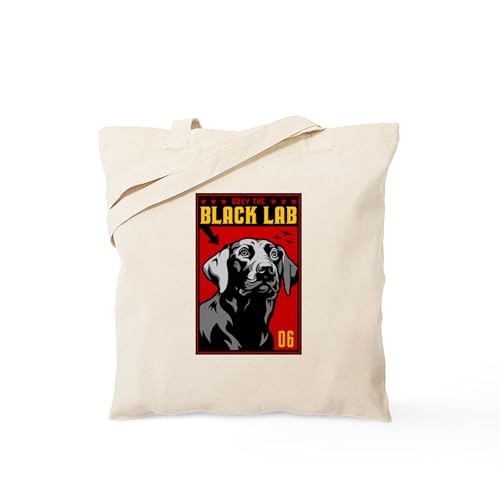 CafePress Obey The BLACK LAB! Tote Bag Natural Canvas Tote Bag, Reusable Shopping Bag