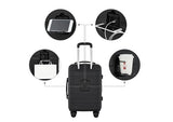 French Connection St. Martin Carry-On Luggage with Cup Holder/USB Ports, Black