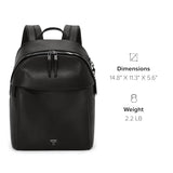 TUMI - Voyageur Holland Backpack - Leather Backpack for Women with Phone Pocket, Laptop Compartment & More - Stylish Travel & Everyday Backpack - Black, Gunmetal Hardware