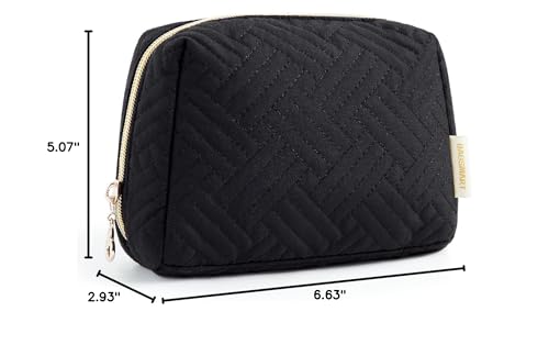 BAGSMART Small Makeup Bag, Travel Cosmetic Bag Make Up Pouch Small Travel Zipper Pouch,Water-resistant Toiletry Bag,Makeup Organizer Bag for Women, Black
