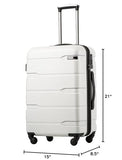 Coolife Carry On Luggage 22x14x9 Airline Approved Hardside PC+ABS Suitcase with TSA Lock, Lightweight Rolling Travel Luggage with Spinner Wheels(White, 20in)