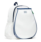 Ame & Lulu Game On Tennis Backpack - Contains Padded & Adjustable Straps - Two Exterior Water Bottle Pockets - White/Navy/Green