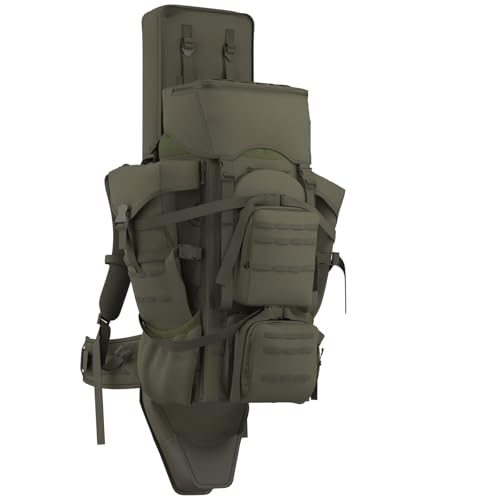 MT Military Hunting Rucksack with Detachable Carry System – 77L Backpack with Aluminum External Frame for Camping, Hunting