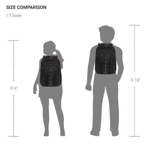 Wenger Legacy 16 inch Laptop Backpack, Men's and Women's Laptop Bag, Black/Gray, One Size