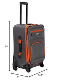 Rockland Pasadena Softside Spinner Wheel Luggage, Charcoal, Carry-On 20-Inch, F2281-CHARCOAL