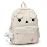 Roozxbscen Cute Bear Backpack for Women Nylon Cartoon Kawaii Daily Bag Lightweight Travel Daypack with Soft Cloud Pendant (White)