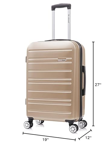 Rockland Irvine Hardside Spinner Wheel Luggage, Champagne, 19", 23", 27"
