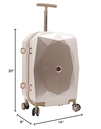 kensie Women's Gemstone Luggage Set, Rose Gold, 20-Inch Carry-On