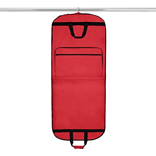 Dalix 60" Foldable Garment Bag Suits Cover Dresses w Front Pocket Red | Backpacks4Less