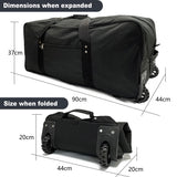 36" Extra Large Foldable Rolling Duffle Bag with Support, Heavy - Duty Spacious Checked Luggage Bag, Wheelered Cargo Tote for Travel Camping Moving, Black