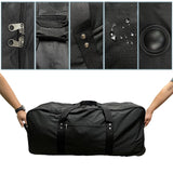 36" Extra Large Foldable Rolling Duffle Bag with Support, Heavy - Duty Spacious Checked Luggage Bag, Wheelered Cargo Tote for Travel Camping Moving, Black