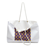 3dRose Fleur de lis pattern in LSU colors Dark Purple and Canary Yellow Weekender Bag