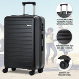 3Pcs (20/24/28) Luggage Set, HardShell Lightweight TSA Lock Only 20" with Front Pocket, 21.65*15.35*7.87" Fits Overhead Cabin, 24" (26*17.7*10.2") and 28" (19.68*11.81*29.92") Checked Luggage, Black