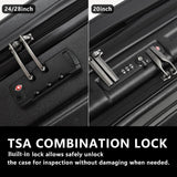 3Pcs (20/24/28) Luggage Set, HardShell Lightweight TSA Lock Only 20" with Front Pocket, 21.65*15.35*7.87" Fits Overhead Cabin, 24" (26*17.7*10.2") and 28" (19.68*11.81*29.92") Checked Luggage, Black