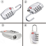 4 Dial Digit TSA Approved Travel Luggage Locks Combination for Suitcases (Silver - 4pack)