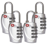 4 Dial Digit TSA Approved Travel Luggage Locks Combination for Suitcases (Silver-4pack)