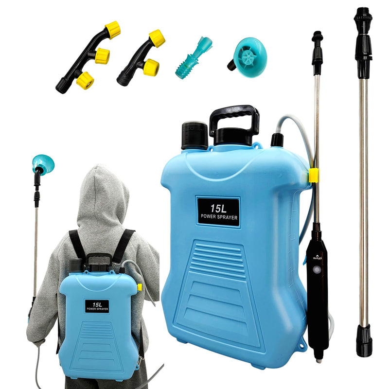 4 Gallon (15L) Electric Backpack Sprayer, Battery Powered Garden Sprayer with Telescopic Wand & 4 Nozzles, Rechargeable Agricultural Weed Sprayer for Lawn, Yard & Pest Control