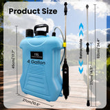 4 Gallon (15L) Electric Backpack Sprayer, Battery Powered Garden Sprayer with Telescopic Wand & 4 Nozzles, Rechargeable Agricultural Weed Sprayer for Lawn, Yard & Pest Control