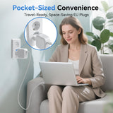 4 Pack European Travel Plug Adapter, Unidapt US to Europe Plug Adapter, European Adapter Type C Pin Adaptor, Outlet Converter America USA to Europe Italy Spain Germany France EU, Power Plug, White
