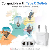 4 Pack European Travel Plug Adapter, Unidapt US to Europe Plug Adapter, European Adapter Type C Pin Adaptor, Outlet Converter America USA to Europe Italy Spain Germany France EU, Power Plug, White