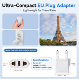 4 Pack European Travel Plug Adapter, Unidapt US to Europe Plug Adapter, European Adapter Type C Pin Adaptor, Outlet Converter America USA to Europe Italy Spain Germany France EU, Power Plug, White