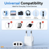4 Pack European Travel Plug Adapter, Unidapt US to Europe Plug Adapter, European Adapter Type C Pin Adaptor, Outlet Converter America USA to Europe Italy Spain Germany France EU, Power Plug, White
