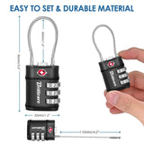 4 Pack TSA Approved Luggage Locks, Combination Travel Cable Lock, 3 - Digit Waterproof Padlock, Zinc Alloy Outdoor Keyless Resettable Lock for Travel, Lockers, Bags, Backpack, Gym, Gate - by BRILLIRARE