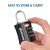 4 Pack TSA Approved Travel Luggage Locks, Combination Lock Keyless, 3 - Digit Padlocks, Travel Sentry Accepted Compatible Padlock for Gym Locker, Golf Bag Case, Backpack, Black - by GIVERARE