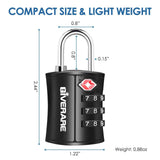4 Pack TSA Approved Travel Luggage Locks, Combination Lock Keyless, 3 - Digit Padlocks, Travel Sentry Accepted Compatible Padlock for Gym Locker, Golf Bag Case, Backpack, Black - by GIVERARE