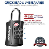 4 Pack TSA Approved Travel Luggage Locks, Combination Lock Keyless, 3 - Digit Padlocks, Travel Sentry Accepted Compatible Padlock for Gym Locker, Golf Bag Case, Backpack, Black - by GIVERARE