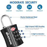 4 Pack TSA Approved Travel Luggage Locks, Combination Lock Keyless, 3 - Digit Padlocks, Travel Sentry Accepted Compatible Padlock for Gym Locker, Golf Bag Case, Backpack, Black - by GIVERARE
