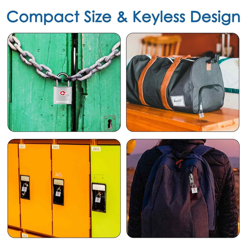 4 Pack TSA Approved Travel Luggage Locks with Keys, Aluminum Alloy Keyed Padlock, Small Metal Suitcase Lock, Weatherproof Padlocks for Backpack, Gym Locker, Bag, Case, Jewelry Box, Anti Theft - Silver