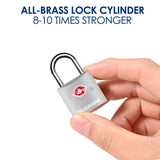 4 Pack TSA Approved Travel Luggage Locks with Keys, Aluminum Alloy Keyed Padlock, Small Metal Suitcase Lock, Weatherproof Padlocks for Backpack, Gym Locker, Bag, Case, Jewelry Box, Anti Theft - Silver