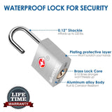 4 Pack TSA Approved Travel Luggage Locks with Keys, Aluminum Alloy Keyed Padlock, Small Metal Suitcase Lock, Weatherproof Padlocks for Backpack, Gym Locker, Bag, Case, Jewelry Box, Anti Theft - Silver