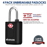4 Pack TSA Approved Travel Luggage Locks with Keys, Keyed Suitcase Padlock, Zipper Small Locks, TSA Accepted Compatible Padlocks for Suitcase, Backpack, Gym Locker, Jewelry Box, Anti Theft - Black