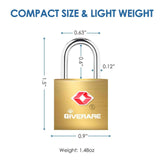 4 Pack TSA Approved Travel Luggage Locks with Keys, Solid Brass Copper Keyed Padlock, Small Locks for Suitcase, Backpack, Gym Locker, Jewelry Box, Gold - by GIVERARE