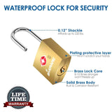 4 Pack TSA Approved Travel Luggage Locks with Keys, Solid Brass Copper Keyed Padlock, Small Locks for Suitcase, Backpack, Gym Locker, Jewelry Box, Gold - by GIVERARE