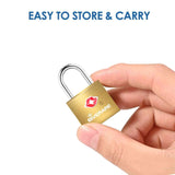 4 Pack TSA Approved Travel Luggage Locks with Keys, Solid Brass Copper Keyed Padlock, Small Locks for Suitcase, Backpack, Gym Locker, Jewelry Box, Gold - by GIVERARE