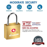 4 Pack TSA Approved Travel Luggage Locks with Keys, Solid Brass Copper Keyed Padlock, Small Locks for Suitcase, Backpack, Gym Locker, Jewelry Box, Gold - by GIVERARE