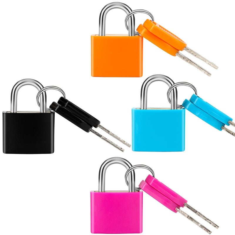 4 Pcs Suitcase Locks with Keys Multicolor Mini Keyed Padlock Febwind Metal Padlock Luggage Padlocks Plastic - Covered Copper Keyed Padlock for Suitcase, Backpack, Boxes, Laptop Bag