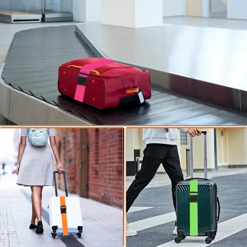 4 Pcs TSA Approved Luggage Straps Set - Secure Suitcase Tags & Belts, Identify Your Bags Easily,Adjustable Suitcase Straps for Travel (4 Colors)