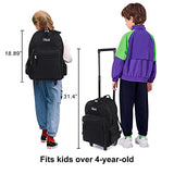 Tilami Rolling Backpack 18 inch Double Handle with Lunch Bag Wheeled Kids Backpack for Girls and Boys, Black